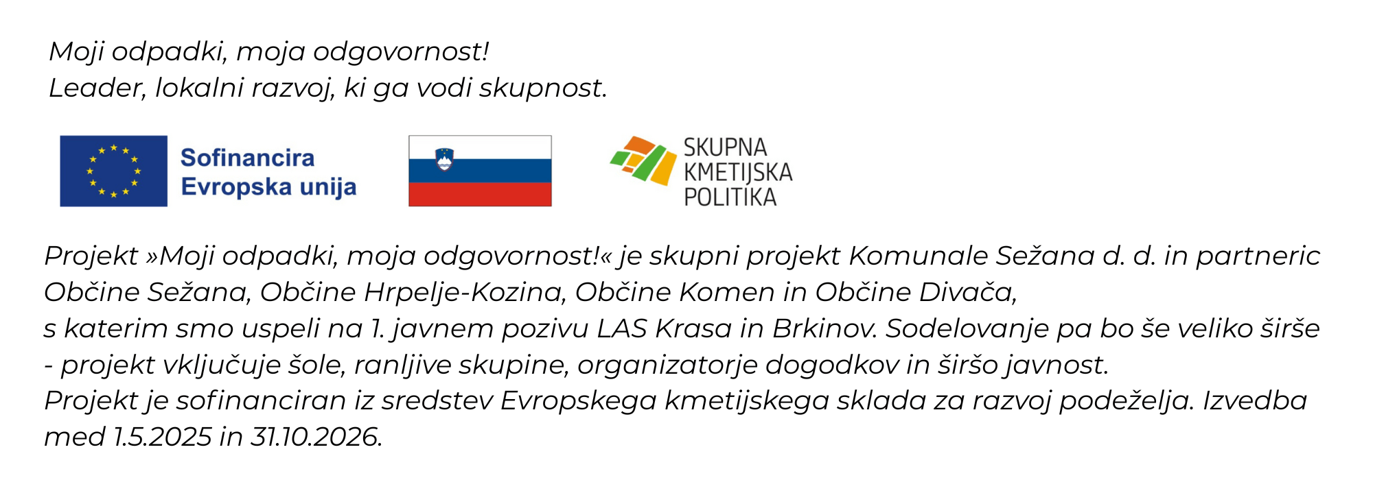 generalije dokumente Moji odpadki moja odgovornost