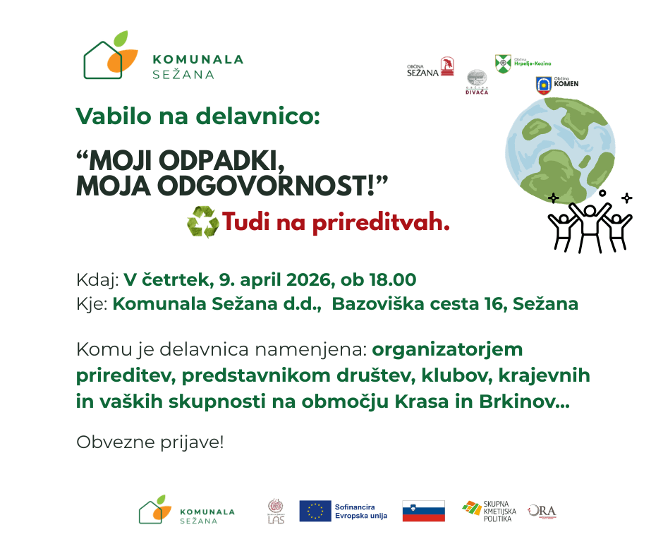 vabilo delavnica Moji odpadki moja odgovornost tudi na prireditvah Facebook Post